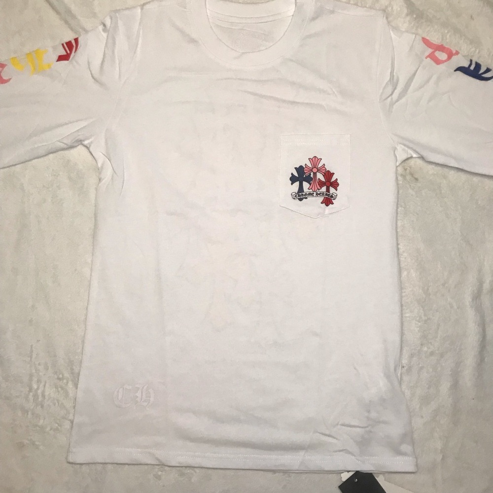 White Long Sleeve Chrome Hearts Pocket Tee